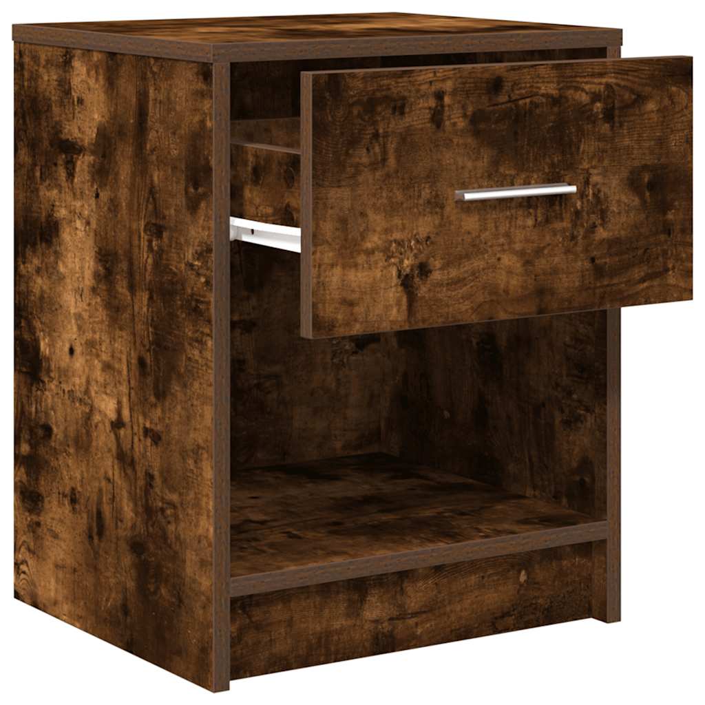 Bedside Cabinets 2 pcs with Drawer Smoked Oak 40x34x50 cm